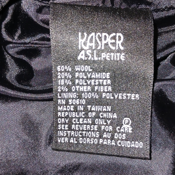 KASPER A.S.L. PETITE 2 Piece Long Sleeve Black/White 60% Wool Skirt Women Sz 8P - Picture 10 of 16